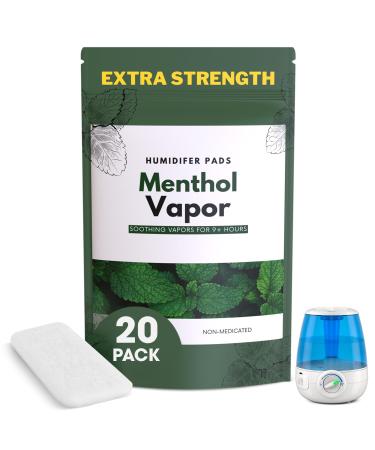 Extra Strength 20 Pack Menthol Eucalyptus Humidifier Pads - Universal Vapor Pads for All Vks Crane Other Models - Vapopads Replacement - Natural Waterless Vaporizers Pads - Cold/Flu Symptoms