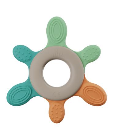 Nip Baby Beißring suitable for cooling multi-colored toys and tooth aid with different degrees of hardness BPA-free sustainable promotes sense of play and touch from 3 months orange/turquoise/green green line - Buy Online on GoSupps.com
