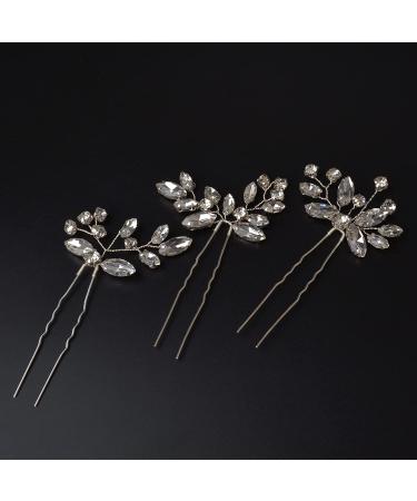 Bestshoot Bridal Hair Accessories - 3pcs Crystal Wedding Hair Pieces - Handmade Rhinestone Hair Pins (Silver) for Women, Girls, Bridesmaids - Buy Online on GoSupps.com