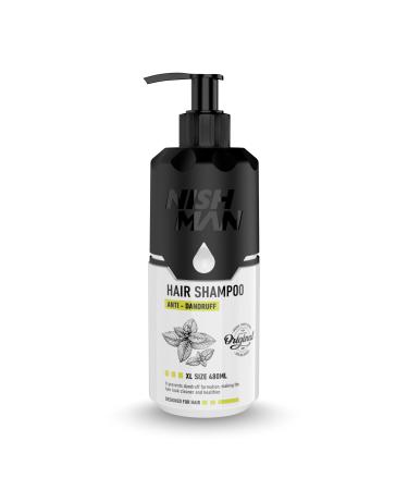 nishman NISHMAN Hair Shampoo Anti-Dandruff Formula 480ml Soothing & Nourishing Scalp Care Moisturizing Shampoo for Men & Women Eliminates Dandruff Reduces Itching