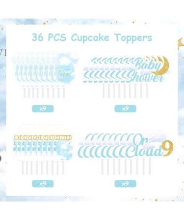 Sursurprise On Cloud 9 Baby Shower Decorations 36PCS Cloud Nine Baby Shower Cupcake Toppers Cloud Themed Baby Shower Party Supplies - Buy Online on GoSupps.com