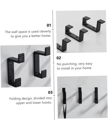 OSALADI 2pcs Up and Down Double Hook 2 Metal Clothes Home Storage Hook Towel Rack Double Fork 8.7x3cm Black - Buy Online on GoSupps.com