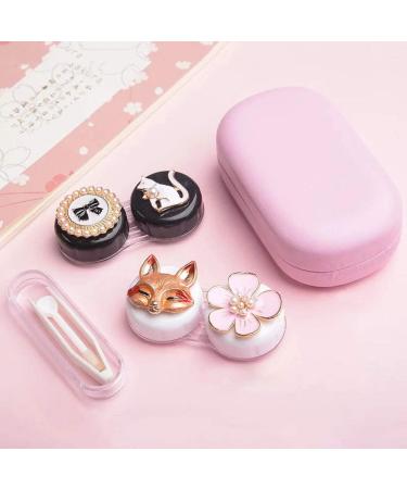 Cute Cartoon Contact Lens Container - Portable Eye Care Kit | Black Fall Fox Design for Home & Travel - Buy Online on GoSupps.com