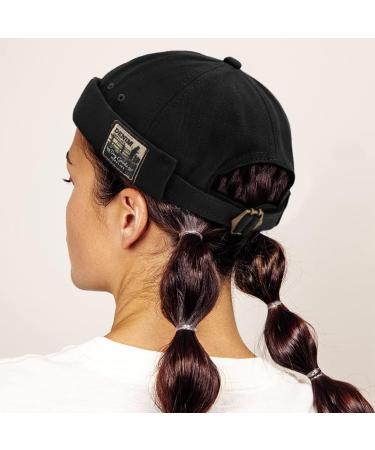 Xyiyi Men's Dock Hat - Brimless Skull Cap & Retro Cuffed Beanie - Black Sailor Work Hat - Buy Online on GoSupps.com