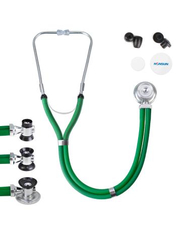 HONSUN Sprague Rappaport Dual Head Stethoscope for Adult & Kids Professional Cardiology Stethoscope for Doctors Nurses Medical Students and Home Use (Green)