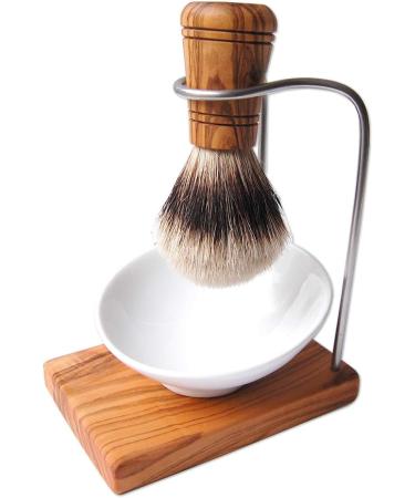 DOM Sir George Vegan Shaving Brush - Synthetic Hair with Olive Wood Handle | Eco-Friendly Grooming - Buy Online on GoSupps.com