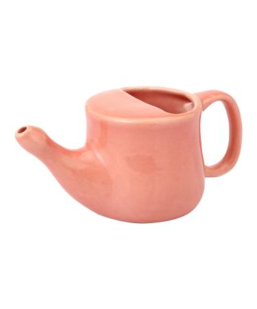 HealthGoodsIn Ceramic Neti Pot Spill Proof with 5 Sachet Neti Salt - Peach Color Holds 250 ML (8.4 FL Oz)