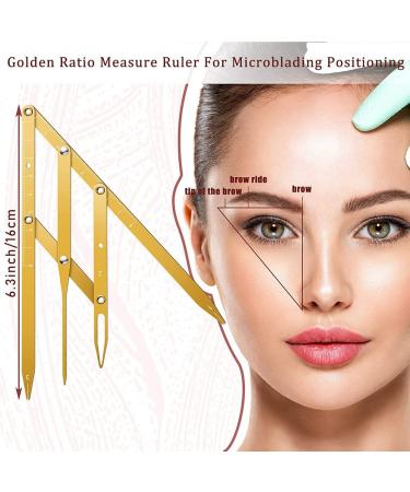 Dasertoe 2 Eyebrow 3Point Positioning Eyebrow Gold Ratio Caliper Measuring Tool Gold - Buy Online on GoSupps.com