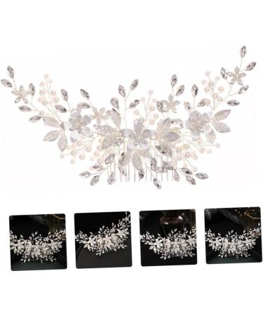 Ipetboom Alloy Pearl Hair Comb Rhinestone Barrettes Hair Accessory for Women Pearl Hair Pin Tiara Bridal Headdress Hair Accessories White European and American Bride Iron Wire - Buy Online on GoSupps.com