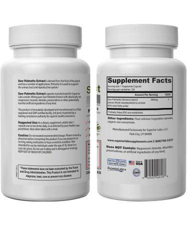 Saw Palmetto Extract 300mg - 120 Vegetarian Capsules - Non-GMO, Non-Synthetic Formula for Urinary Health - Buy Online on GoSupps.com