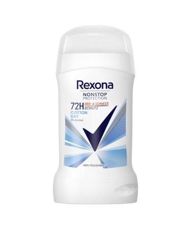 Rexona Nonstop Protection Cotton Dry Antiperspirant Deodorant Stick with 72 Hour Protection Against Sweat and Body Odour 50ml