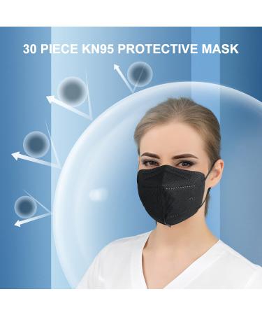 FGCCJP KN95 Face Mask - 30pcs Disposable, 5-Layer Protection, Breathable, Individual Pack - Black for Adults - Buy Online on GoSupps.com