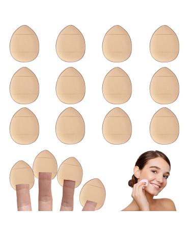 12 Pieces Finger Powder Puff Makeup Mini Powder Puff Soft Powder Puff for Foundation Concealer Cosmetic Foundation Sponge Mineral Powder Wet Dry Makeup Tool Yellow