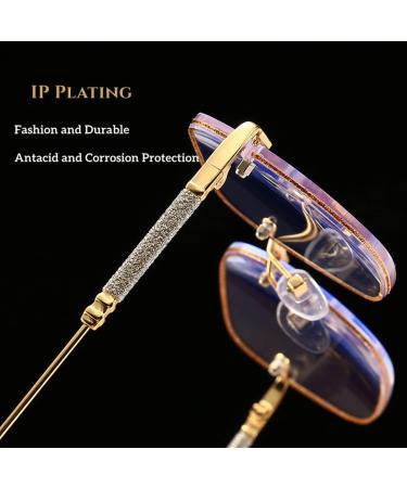 ZUKKY Blue Light Reading Glasses for Women - Rimless Metal Frame Readers | Gold/Silver Powder Large AM24 - Buy Online on GoSupps.com