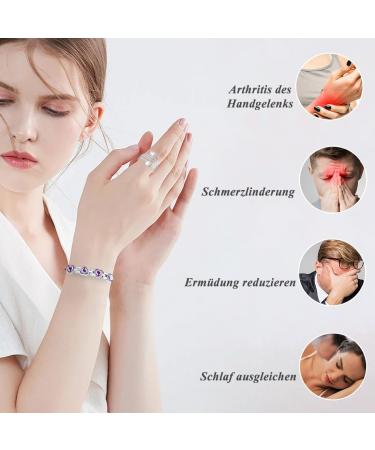 Vicmag Women's Titanium Steel Magnetic Bracelet - Ultra Strength with Purple Heart Crystal & Removal Tool | Perfect Gift - Buy Online on GoSupps.com