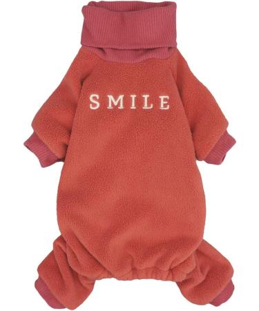 Fitwarm Embroidery Turtleneck Thermal Fleece Dog Pajamas - S Coral - Buy Online on GoSupps.com