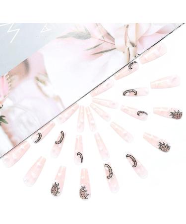 OnSaya Coffin False Nails Long Fake Nails Sun&Moon Ballerina Acrylic Press on Nails Clouds Stick on Nails 24pcs for Women and Girls Pink 1 count (Pack of 1) Pink - Buy Online on GoSupps.com