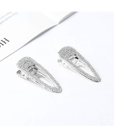 Glittering Rhinestone Hair Clips - 2PCS Silver Barrettes for Women & Girls | Hair Pins & Accessories - Buy Online on GoSupps.com