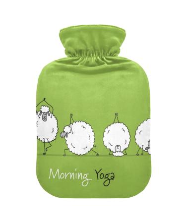 Heat bottle with reference 1 l of durable warm-up bag for hand foot warmers shoulder and neck pain cramps heating press and heat therapy pattern of white sheep green animal