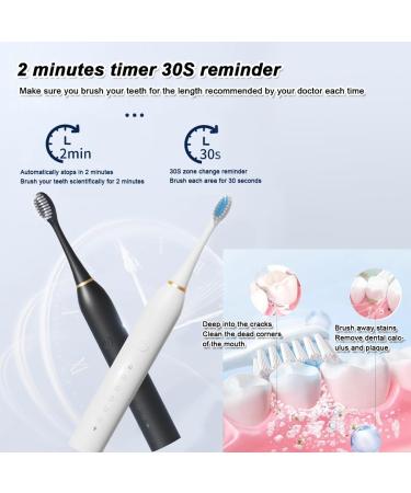KratOz Electric Toothbrush - 8 Brush Heads Smart Timer IPX7 Waterproof Soft Bristles 6 Cleaning Modes 60 Days Battery Life Travel & Home Use (White - Buy Online on GoSupps.com