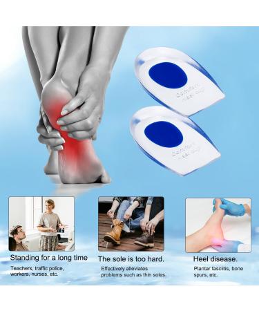 2 Pair Gel Heel Cups for Plantar Fasciitis - Blue Heel Cushion Inserts for Heel Pain Relief (UK 7.5-12/EU 40-45) - Buy Online on GoSupps.com