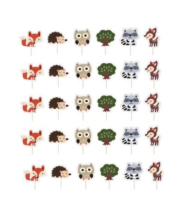 Leadigol 48Pcs Woodland Animal Cake Cupcake Toppers Forest Jungle Animals Cake Decorations Woodland Creatures Party Supplies Decorations Cute Party Supplies
