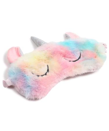 Unicorn Satin Faux Fur Sleeping Eye Mask for Women, Teens, and Girls - 7.5 x 6 In - Buy Online on GoSupps.com