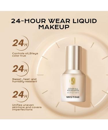 Mistine Full Coverage Liquid Foundation for Oily Skin - 24-Hour Oil Control, Waterproof, Matte Finish - Neutral Ivory 1 Fl Oz - Buy Online on GoSupps.com