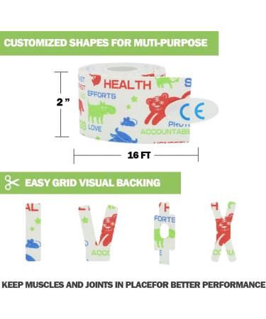 Kinesiology Tape 2" x 16.4ft - Waterproof Latex-Free Athletic Tape for Knee & Joint Pain Relief | Elastic Therapeutic Sports Tape for Improved Circulation & Muscle Support - Buy Online on GoSupps.com