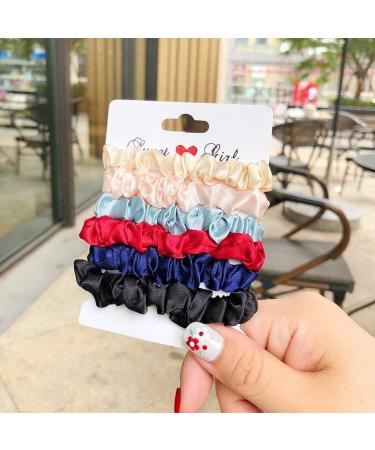 12 Pcs Satin Hair Scrunchies for Women Girls Elastic Silk Hair Bands Skinny Hair Ties Soft Satin Scrunchies for Hair Accessories - Buy Online on GoSupps.com