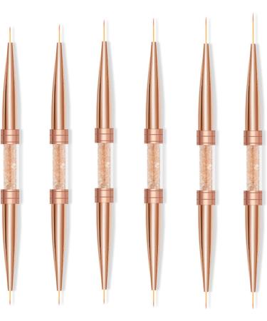 6pcs Professional Nails Art Brushes Set Double Ended Nail Striping Brush Thin Brushes For Gel Polish Pen Dotting Tool Drawing Small Details - Buy Online on GoSupps.com