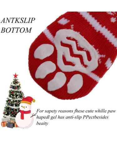 Meiwlong 4pcs Christmas Dog Winter Paw Protector Socks Anti Slip Knit Prevent Licking Control Grip Hardwood Floor Small Medium Puppy Gifts Indoor Wear XL Red - Buy Online on GoSupps.com