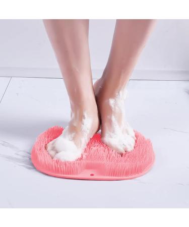Silicone Shower Brush with Suction Cup | Exfoliating Body Scrubber for Shower | Long Bristles for Wet/Dry Brushing | Pink | 30x25cm - Buy Online on GoSupps.com
