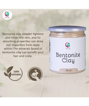 Bentonite Clay Powder 16 oz | 100% Pure Natural Clay for Face Masks & Soap Making | Yogis Gift - International Shipping Available - Buy Online on GoSupps.com