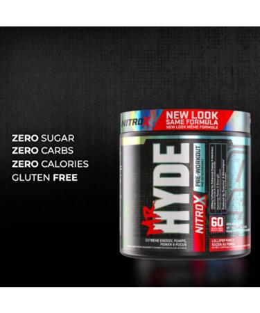Hyde-Nitro X Pre-Workout Powder | Extreme Energy Pumps Power & Focus | High Stimulant Pre-Workout | 400mg Caffeine 1g Creatine HCL Teacrine & Nitrosigine | 60 Servings (Lollipop Punch) Lollipop Punch 60 Servings - Buy Online on GoSupps.com