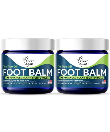 Tea Tree Oil Foot Balm - Moisturizing Antifungal Athletes Foot Care For Dry Cracked Feet Cream - Heel & Callus Removal, Toenail Fungus Treatment, Ringworm Itchiness Relief - Made in USA - 2 Pack 2 Ounce (Pack of 2)