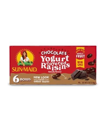 Sun-Maid | Yogurt Covered Raisin Snacks | Chocolate | 1 Ounce Snack-Size For Kids (6 Total) Chocolate Yogurt Raisins 1 Ounce (Pack of 6)