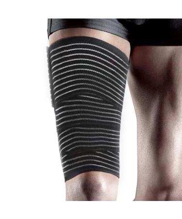 Elastic Thigh High Compression Support Bandage Full Thigh Brace Wrap Plus Size Thigh Compression Garment Trimmer Thigh Workout Wrap Adjustable (Black)