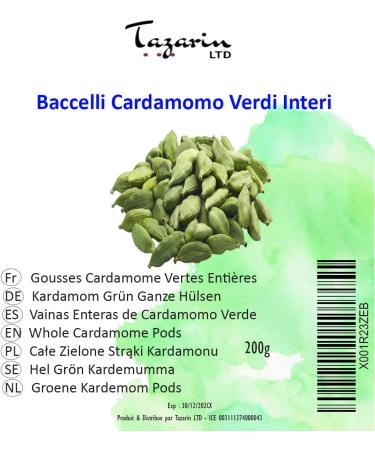 200g Cardamom Whole Pods - Green Cardamom Seeds - Intense Aroma & Taste - 100% Natural Pure and No Additives - TazarinLtd - Buy Online on GoSupps.com