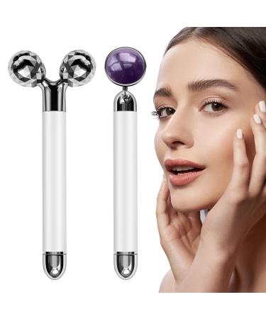 Face Massager Electric 3D Roller and Amethyst Eye Massager Skin Care Tools for Women  Natural Amethyst Cares for Your Skin