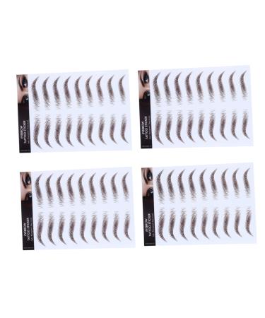 BELLIFFY 4pcs Eyebrow Stickers Hair Like Eyebrows Colored Lashes Fake Water Transfer Paper with Soy Ink 21x15cm Brown
