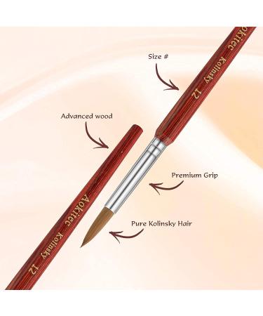 Aokitec #12 Oval Crimped Sable Acrylic Nail Brush - Wood Nail Art Tool for Acrylic Application - Buy Online on GoSupps.com