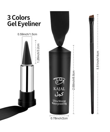 3-Piece Waterproof Gel Eyeliner Set - Quick Drying Long-Lasting Colored Eyeliner with Brush - Perfect Gift for Women & Girls - Buy Online on GoSupps.com