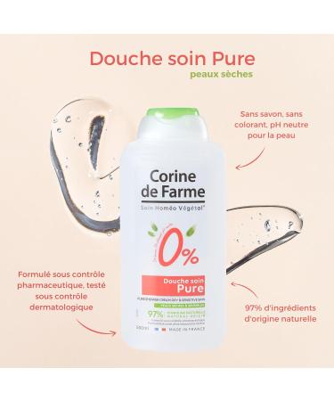 Corine de Farme Shower Care 0% - Dry & Sensitive Skin Neutral - Soap Free - No Dyes - Gently Cleanses - Does Not Dry Skin - Suitable Composition - Buy Online on GoSupps.com