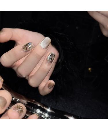 Cat's Eye Nail Champagne Diamond Nail Hand Wearable Nail Detachable False Nail(L) 1 count (Pack of 1) - Buy Online on GoSupps.com