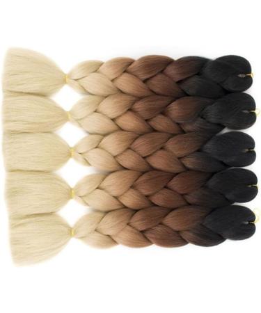 6pc/Lot 24inch Synthetic Ombre Kanekalon Jumbo Braiding Hair Extension 100g High Temperature Synthetic African Box Braids Crochet Twist Braided Hair Extension (Tlightbrown) - Buy Online on GoSupps.com