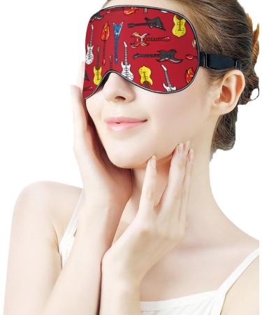 I Love Guitars Sleep Mask - Adjustable Strap Eye Cover for Sleeping Men and Women - Blocks Light for Night, Travel, Nap - Buy Online on GoSupps.com