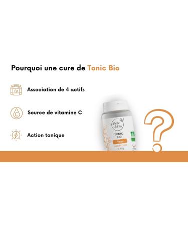 TONUS & ANTI-FATIGUE - Organic Tonic - Certified Organic Maca Ginger Guarana & Acerola - Pill Box of 120 Capsules - 2 Month - Buy Online on GoSupps.com