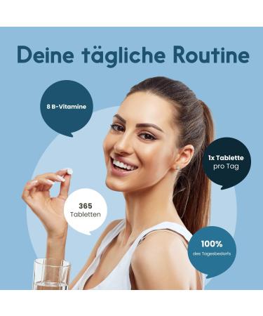Vitamine B complex 365 comprim s Avec les 8 vitamines essentielles du groupe B (B1 B2 B3 B5 B6 B7 B9 B12) avec choline & inositol Vegan Fabriqu en Allemagne - Complexe Vitamine B 365 unit (Lot de 1) - Buy Online on GoSupps.com