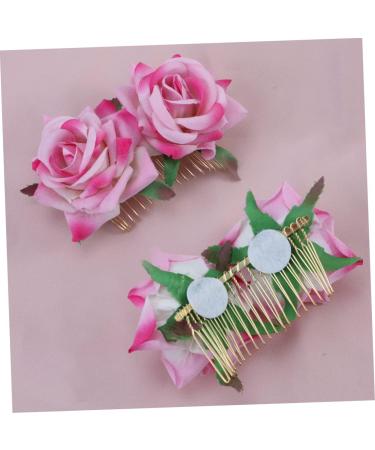 Healeved Floral Hair Accessories Hair Accessories for Kids Bridal Headpiece Rose Flower Comb Rose Hair Accessories Flower Hair Clip Rose Flower Bridal Hair Combs Pink Roses Child Flowers - Buy Online on GoSupps.com